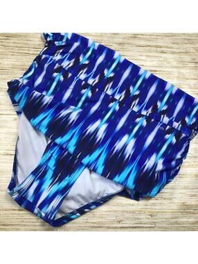2656 ATHENA Womens Bikini Swim Bottom High waist BLUE IKAT size 8